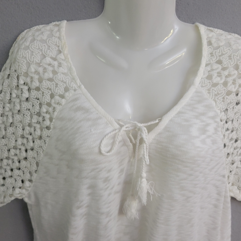 New Directions XL Lightweight Sheer Knit Swimsuit cover up Long Sleeve White - Picture 7 of 11